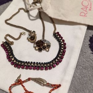 Three Rachel Roy jewel necklaces and bracelet